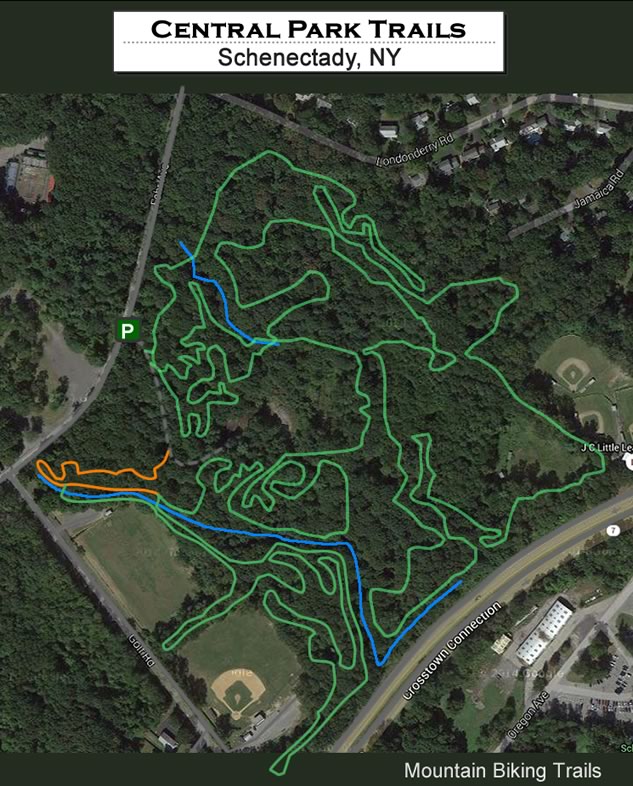 Schenectady Central Park Trail Map (Aerial)
