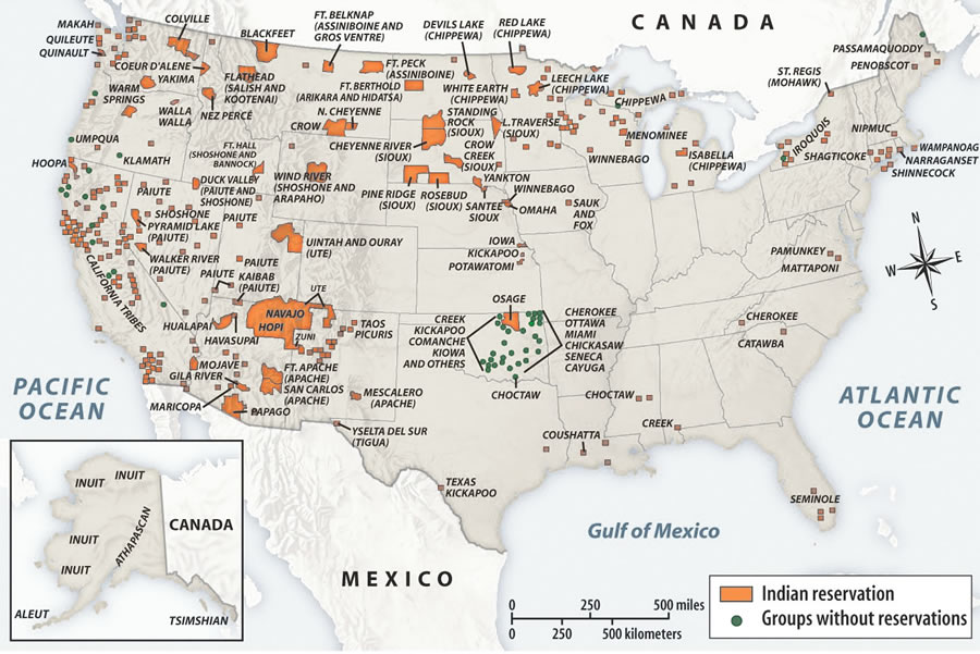 Map of U.S.A. Indian Reservations
