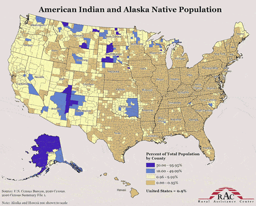 Map of U.S.A. Native Population Distribution