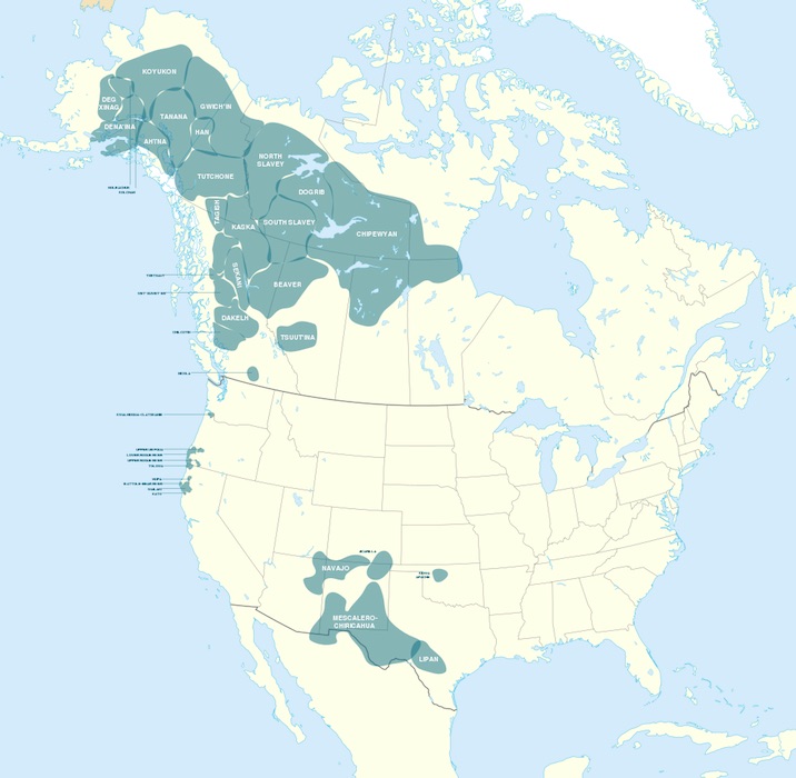 Map of Dené languages