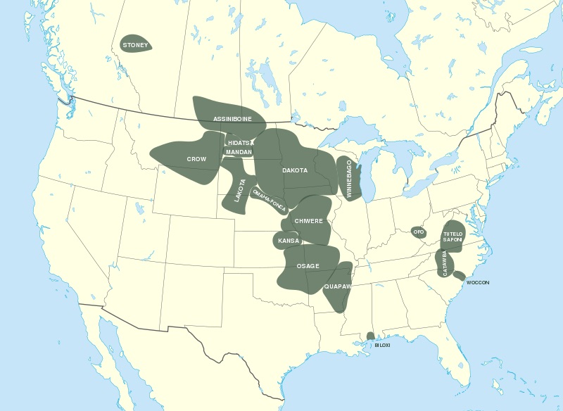 Map of Siouan languages